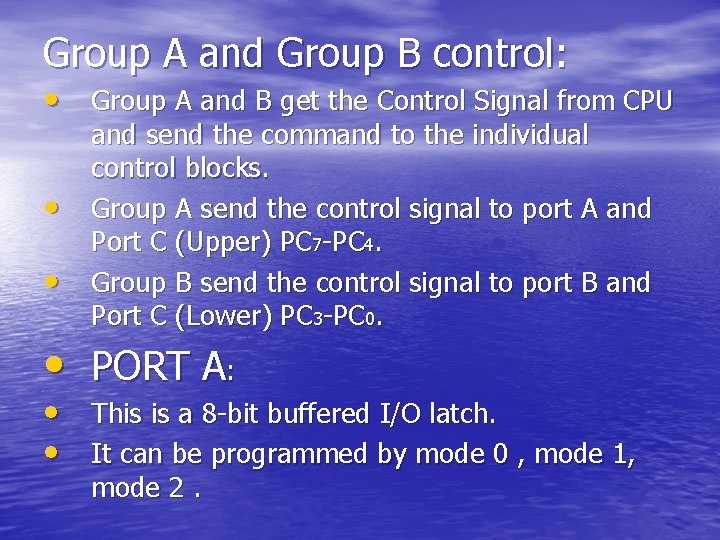 Group A and Group B control: • Group A and B get the Control