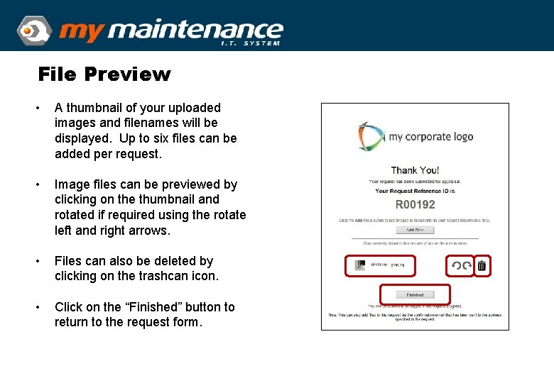 File Preview • A thumbnail of your uploaded images and filenames will be displayed.