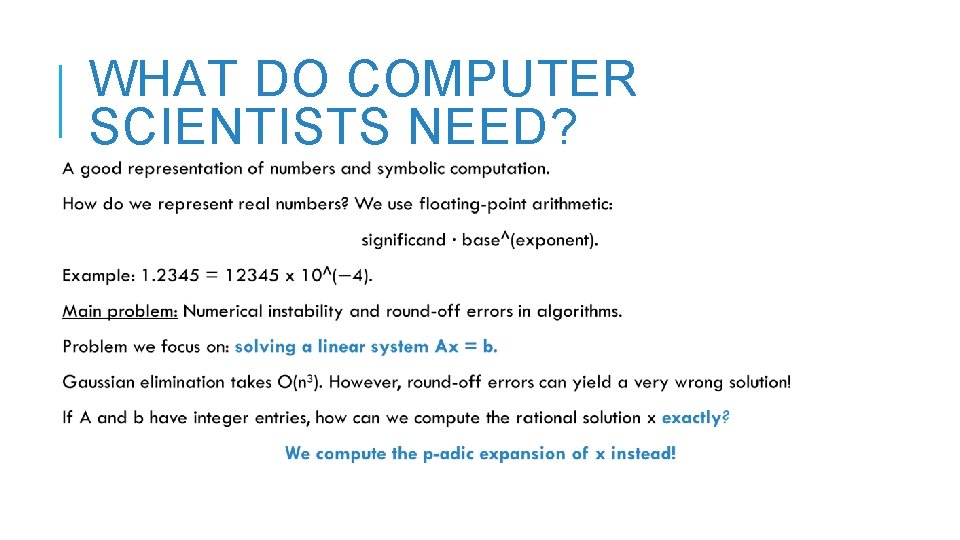 WHAT DO COMPUTER SCIENTISTS NEED? 
