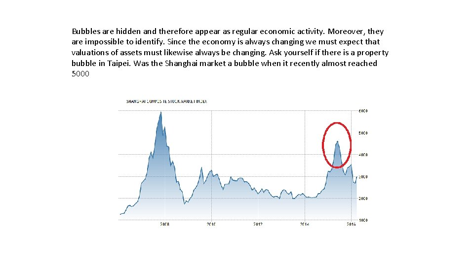 Bubbles are hidden and therefore appear as regular economic activity. Moreover, they are impossible