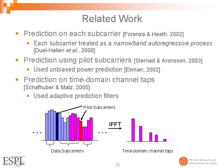 Related Work § Prediction on each subcarrier [Forenza & Heath, 2002] § Each subcarrier