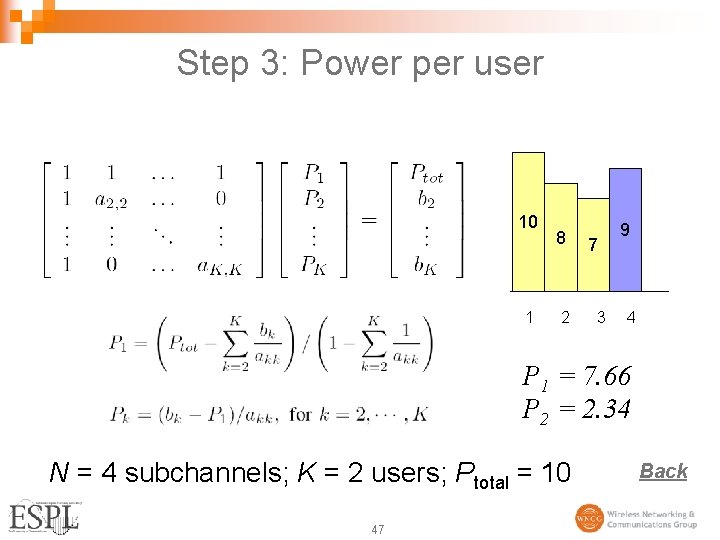 Step 3: Power per user 10 1 8 2 7 3 9 4 P