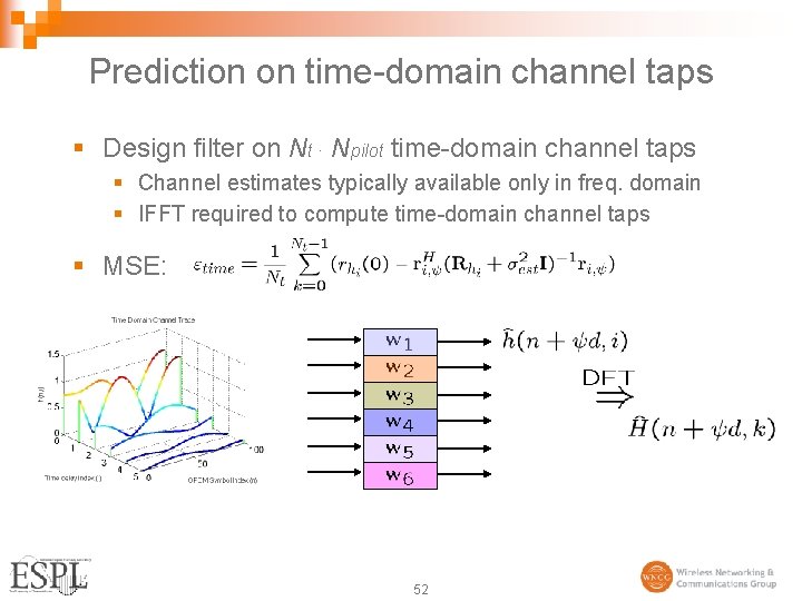 Prediction on time-domain channel taps § Design filter on Nt · Npilot time-domain channel