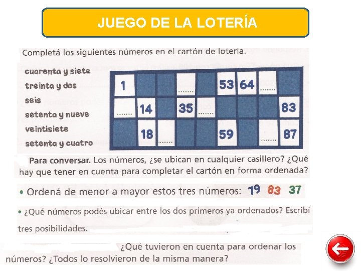 JUEGO DE LA LOTERÍA 