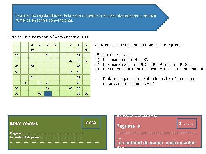 Explorar las regularidades de la serie numérica oral y escrita para leer y escribir