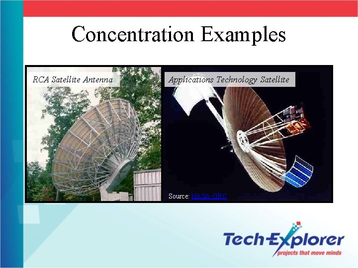 Concentration Examples RCA Satellite Antenna Applications Technology Satellite Source: NASA-GRC 