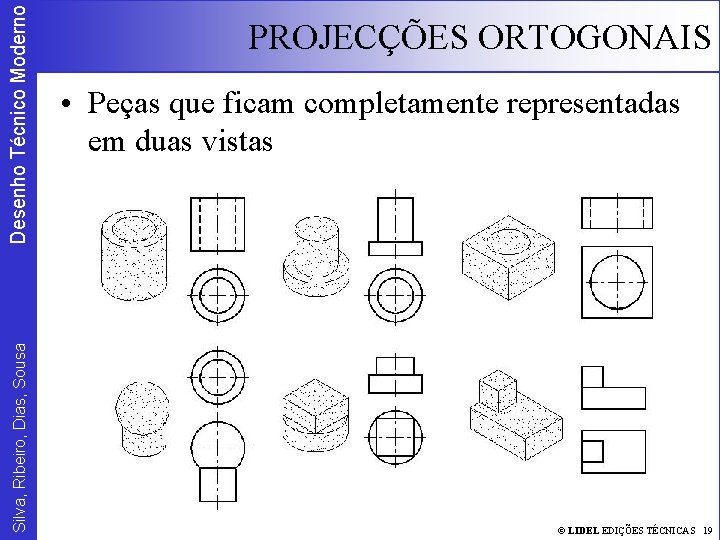 Desenho Técnico Moderno Silva, Ribeiro, Dias, Sousa PROJECÇÕES ORTOGONAIS • Peças que ficam completamente