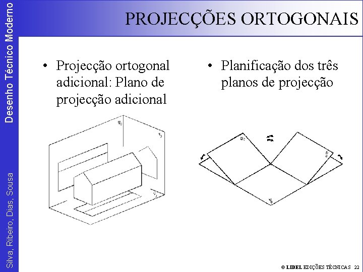 Desenho Técnico Moderno Silva, Ribeiro, Dias, Sousa PROJECÇÕES ORTOGONAIS • Projecção ortogonal adicional: Plano