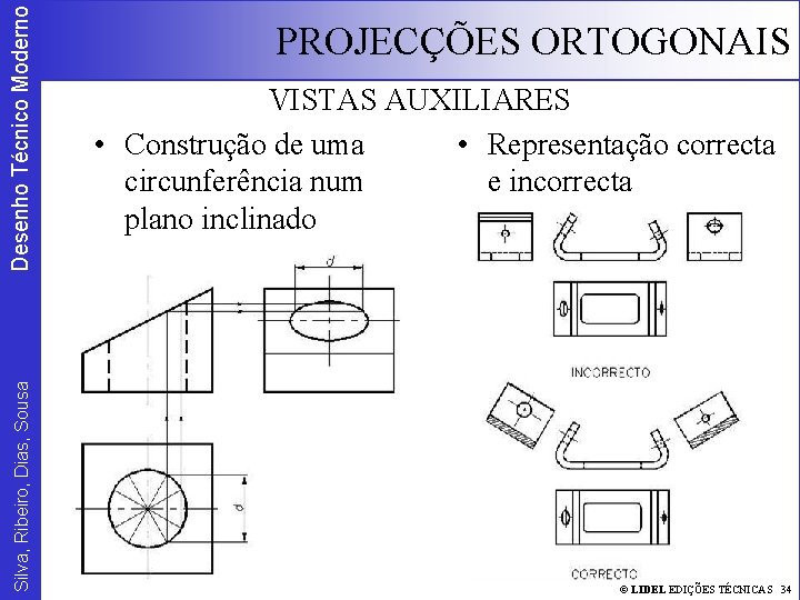 Desenho Técnico Moderno Silva, Ribeiro, Dias, Sousa PROJECÇÕES ORTOGONAIS VISTAS AUXILIARES • Construção de