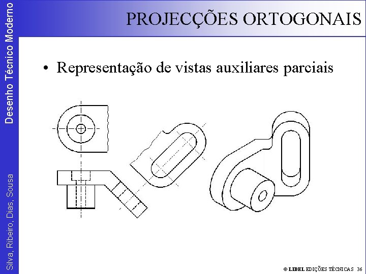 Desenho Técnico Moderno Silva, Ribeiro, Dias, Sousa PROJECÇÕES ORTOGONAIS • Representação de vistas auxiliares