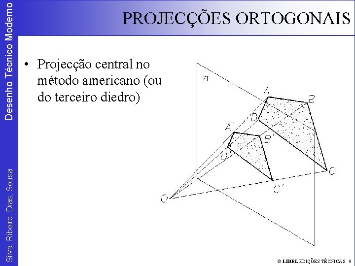 Desenho Técnico Moderno Silva, Ribeiro, Dias, Sousa PROJECÇÕES ORTOGONAIS • Projecção central no método