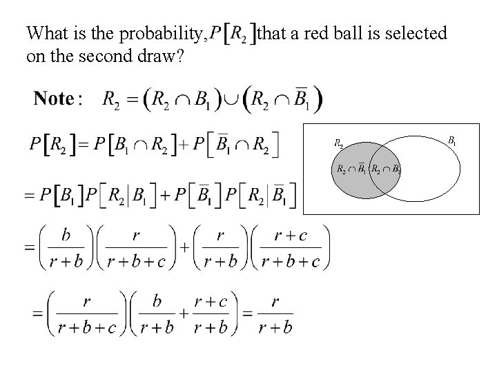 What is the probability, on the second draw? that a red ball is selected