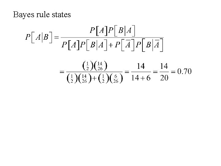Bayes rule states 