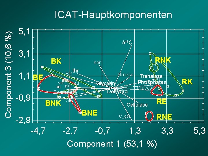 Component 3 (10, 6 %) ICAT-Hauptkomponenten 5, 1 d 13 C 3, 1 BK