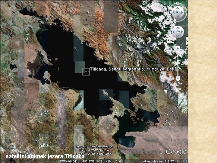 satelitní snímek jezera Titicaca 
