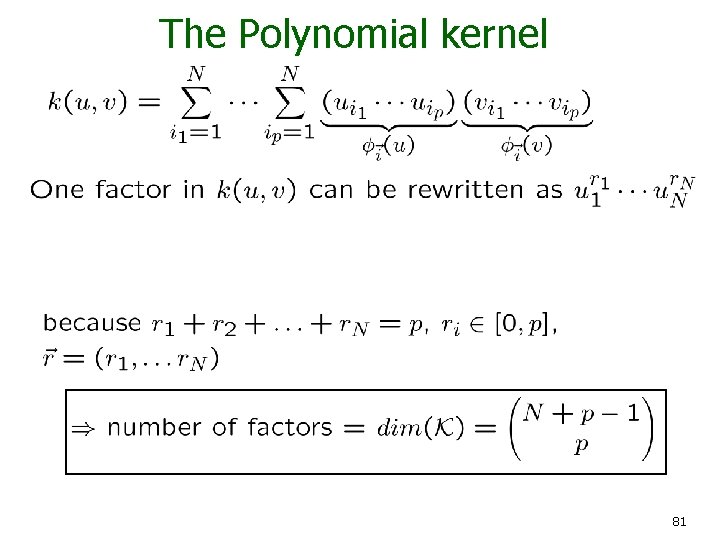 The Polynomial kernel 81 