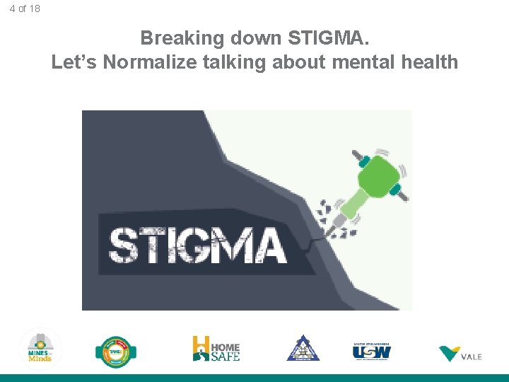 4 of 18 Breaking down STIGMA. Let’s Normalize talking about mental health 4 
