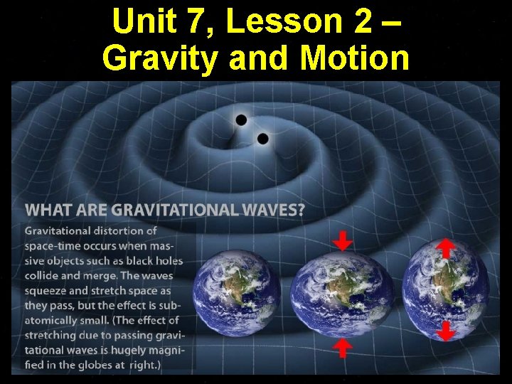 Unit 7, Lesson 2 – Gravity and Motion 