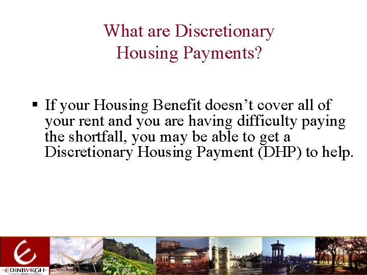 Discretionary Housing Payments Presentation by Moira Coupar Fiona