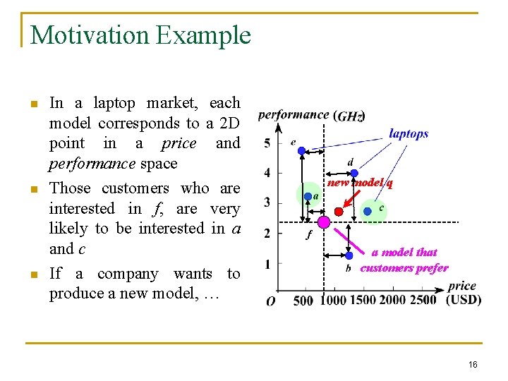 Motivation Example n n n In a laptop market, each model corresponds to a