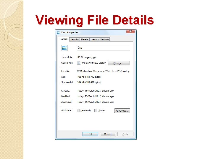 Viewing File Details Viewing File Details