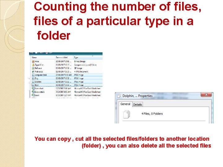 Counting the number of files, files of a particular type in a folder You Counting the number of files, files of a particular type in a folder You