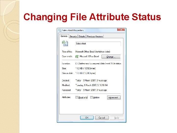 Changing File Attribute Status Changing File Attribute Status