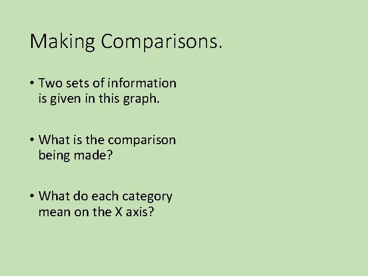 Making Comparisons. • Two sets of information is given in this graph. • What Making Comparisons. • Two sets of information is given in this graph. • What