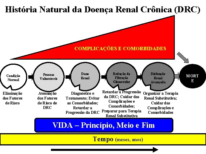 História Natural da Doença Renal Crônica (DRC) COMPLICAÇÕES E COMORBIDADES Condição Normal Eliminação dos