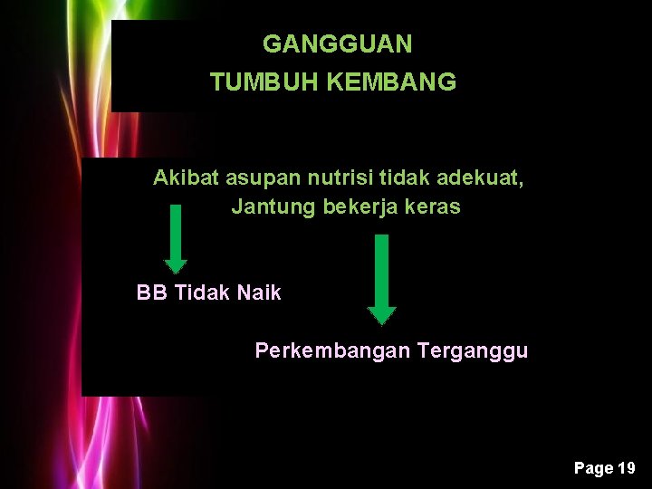 GANGGUAN TUMBUH KEMBANG Akibat asupan nutrisi tidak adekuat, Jantung bekerja keras BB Tidak Naik GANGGUAN TUMBUH KEMBANG Akibat asupan nutrisi tidak adekuat, Jantung bekerja keras BB Tidak Naik