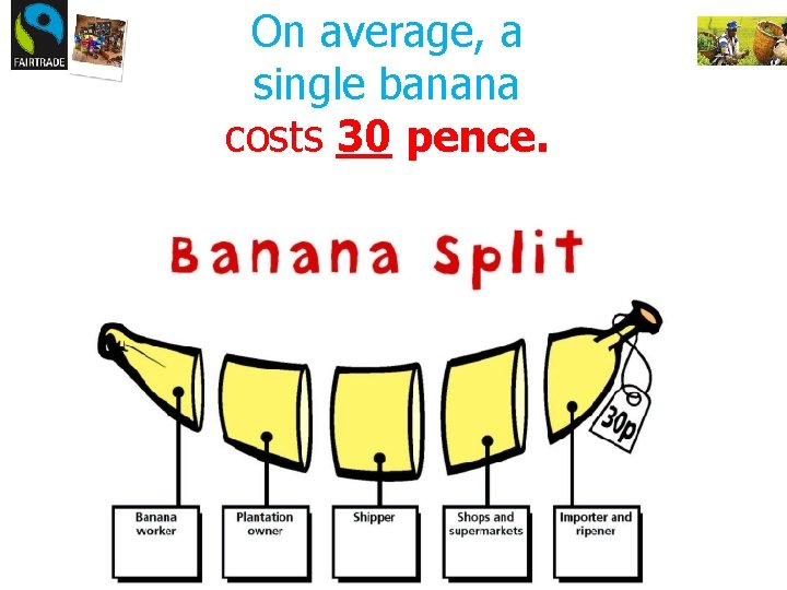 On average, a single banana costs 30 pence. 