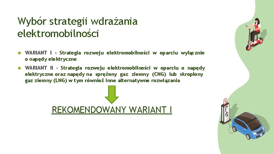 Wybór strategii wdrażania elektromobilności WARIANT I - Strategia rozwoju elektromobilności w oparciu wyłącznie o