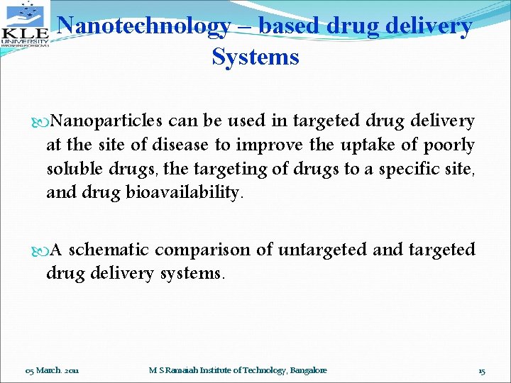 Nanotechnology – based drug delivery Systems Nanoparticles can be used in targeted drug delivery