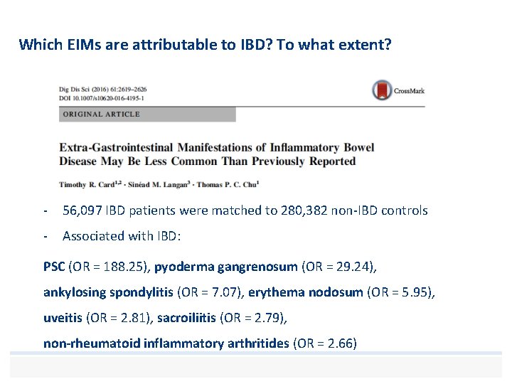 Which EIMs are attributable to IBD? To what extent? - 56, 097 IBD patients