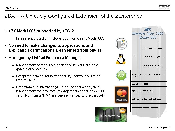 IBM System z z. BX – A Uniquely Configured Extension of the z. Enterprise