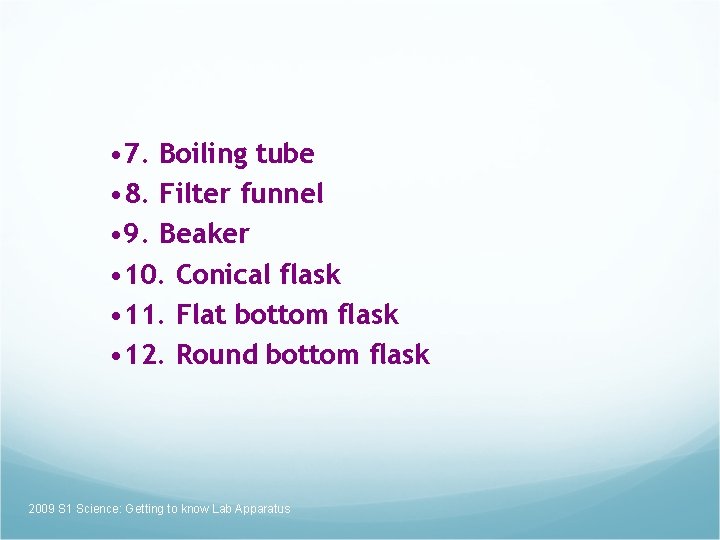  • 7. Boiling tube • 8. Filter funnel • 9. Beaker • 10.