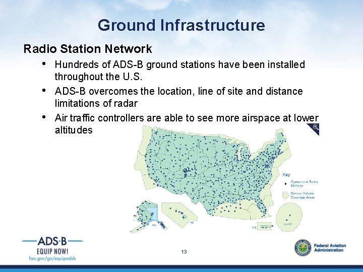 Ground Infrastructure Radio Station Network • • • Hundreds of ADS-B ground stations have