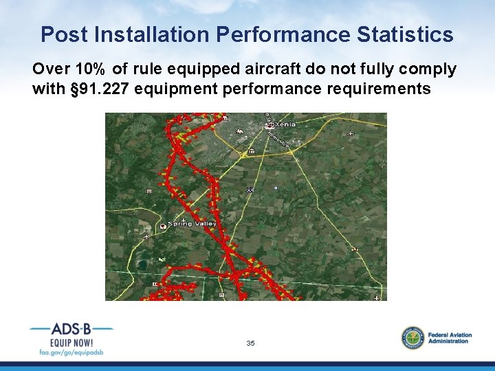 Post Installation Performance Statistics Over 10% of rule equipped aircraft do not fully comply