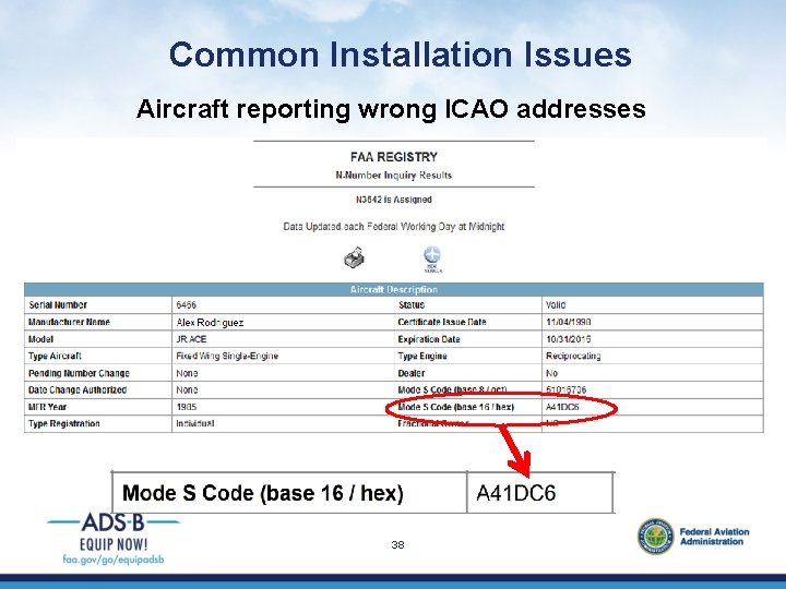 Common Installation Issues Aircraft reporting wrong ICAO addresses 38 