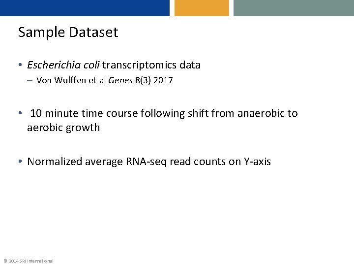 Sample Dataset • Escherichia coli transcriptomics data – Von Wulffen et al Genes 8(3)