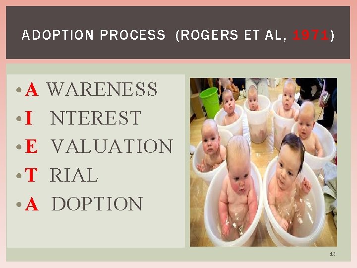 ADOPTION PROCESS (ROGERS ET AL, 1971) • A • I • E • T