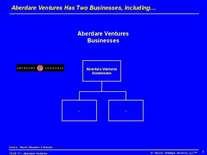 Aberdare Ventures Has Two Businesses, Including… Aberdare Ventures Businesses -- -- Source: Tiburon Research