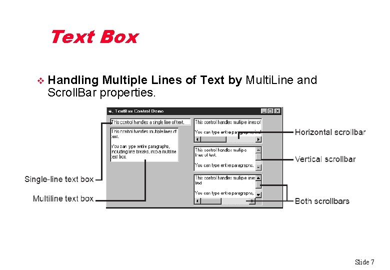 Text Box v Handling Multiple Lines of Text by Multi. Line and Scroll. Bar