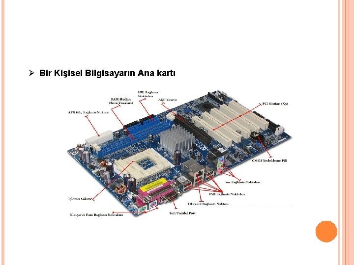 Ø Bir Kişisel Bilgisayarın Ana kartı 