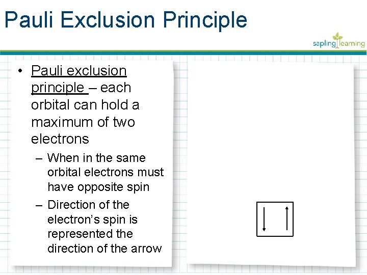 Pauli Exclusion Principle • Pauli exclusion principle – each orbital can hold a maximum