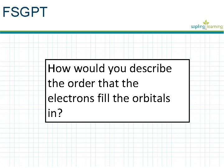 FSGPT How would you describe the order that the electrons fill the orbitals in?