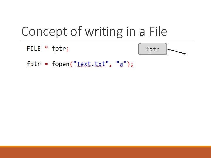 Concept of writing in a File fptr 