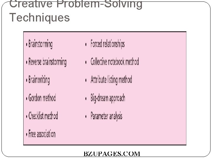 Creative Problem-Solving Techniques <<Insert Table 5. 2>> BZUPAGES. COM 