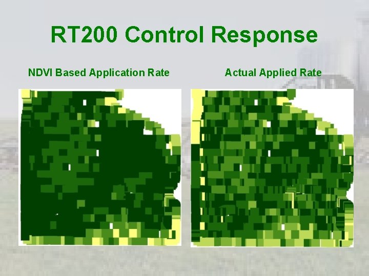 RT 200 Control Response NDVI Based Application Rate Actual Applied Rate 