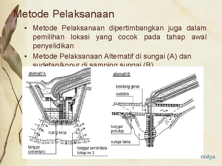 Metode Pelaksanaan • Metode Pelaksanaan dipertimbangkan juga dalam pemilihan lokasi yang cocok pada tahap